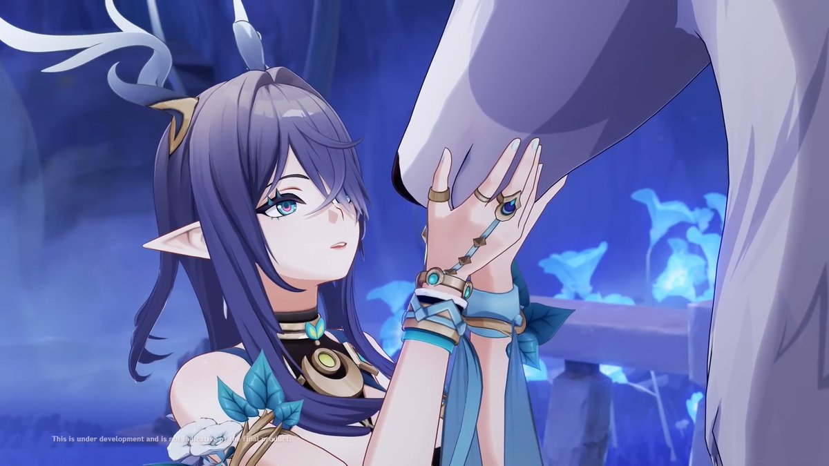 Nokapt's tweet image. Très intéressant le fait qu'elle puisse se transformer en Cerf, j'espère que ça sera dans son Gameplay et pas juste pour de l'exploration, une vraie druide changeforme !
Elle est Dendro, ça me semble logique, la nature tout ça...