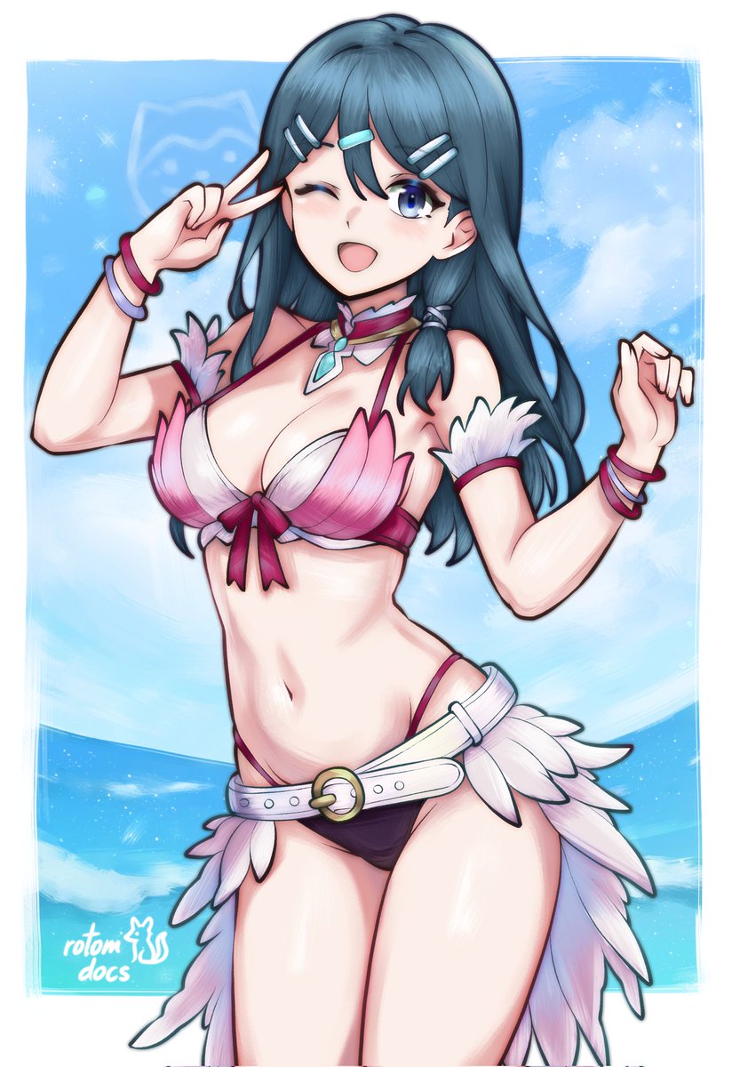 RotomDocs's tweet image. kofi swimsuit request of Tsubasa
