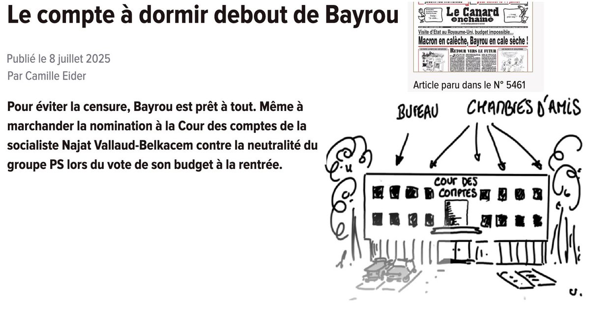 Didier Jodin (@didierjodin) on Twitter photo - Cette incompétence à la Cour des comptes sera-t-elle aussi grave qu'à l'Éducation nationale ?
---> Non. Le pouvoir de nuisance y sera moindre.
- Cette nomination est-elle liée à un accord pour que le PS ne censure pas le gouvernement <a href="/bayrou/">François Bayrou</a> ?
---> On ne sait pas.
5/7 - Cette incompétence à la Cour des comptes sera-t-elle aussi grave qu'à l'Éducation nationale ?
---> Non. Le pouvoir de nuisance y sera moindre.
- Cette nomination est-elle liée à un accord pour que le PS ne censure pas le gouvernement <a href="/bayrou/">François Bayrou</a> ?
---> On ne sait pas.
5/7