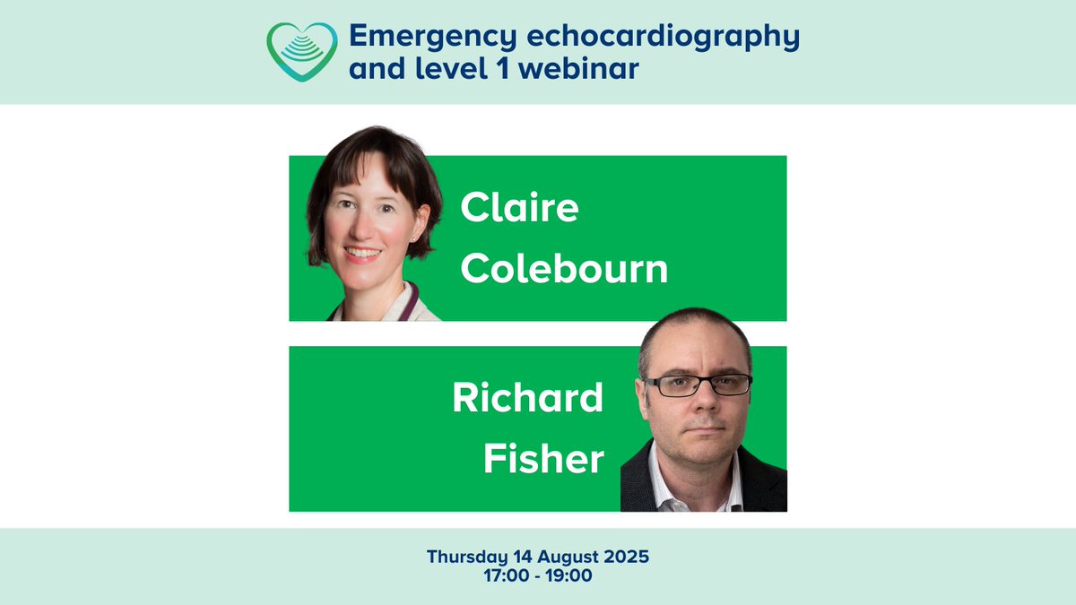 BSEcho's tweet image. 🧠 Meet the speakers for our webinar on #EmergencyEcho!
💚 Dr Claire Colebourn, Consultant Medical Intensivist, @ouhospitals
💚 Dr Richard Fisher @EchoFoundations, Consultant in Intensive Care Medicine @KingsCollegeNHS
View the programme and book now 👉 ow.ly/tyfR50WrHBL