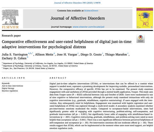 Zachary Cohen (@depressionlab) on Twitter photo Great new paper by <a href="/js_yarrington/">Julia Yarrington, Ph.D.</a> comparing engagement and perceived helpfulness of six different digital cognitive/behavioral interventions. Free download link good through Sept 3. on next slide Great new paper by <a href="/js_yarrington/">Julia Yarrington, Ph.D.</a> comparing engagement and perceived helpfulness of six different digital cognitive/behavioral interventions. Free download link good through Sept 3. on next slide