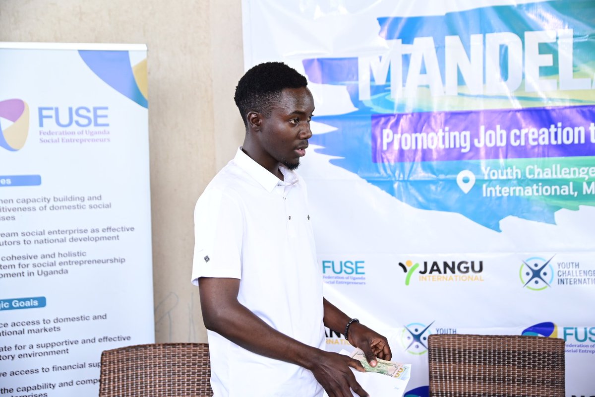 SocialEnterp_Ug's tweet image. ▪︎Masembe Martin Dan, 22 years, winner of the Mandela Day Essay writing competition received his award of $150 today, during the Mandela Day Celebrations👏🎉

#MandelaDay2025 #FUSE  #socialenterpriseuganda
