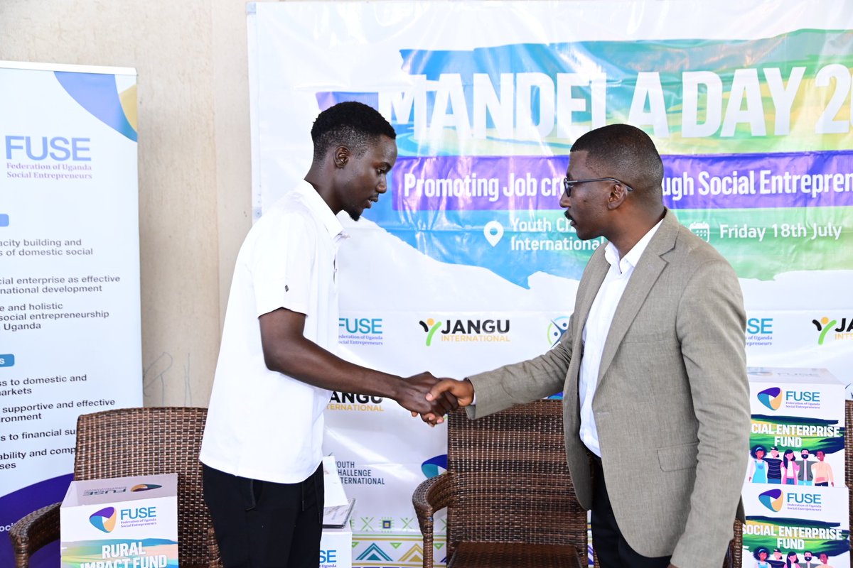 SocialEnterp_Ug's tweet image. ▪︎Masembe Martin Dan, 22 years, winner of the Mandela Day Essay writing competition received his award of $150 today, during the Mandela Day Celebrations👏🎉

#MandelaDay2025 #FUSE  #socialenterpriseuganda