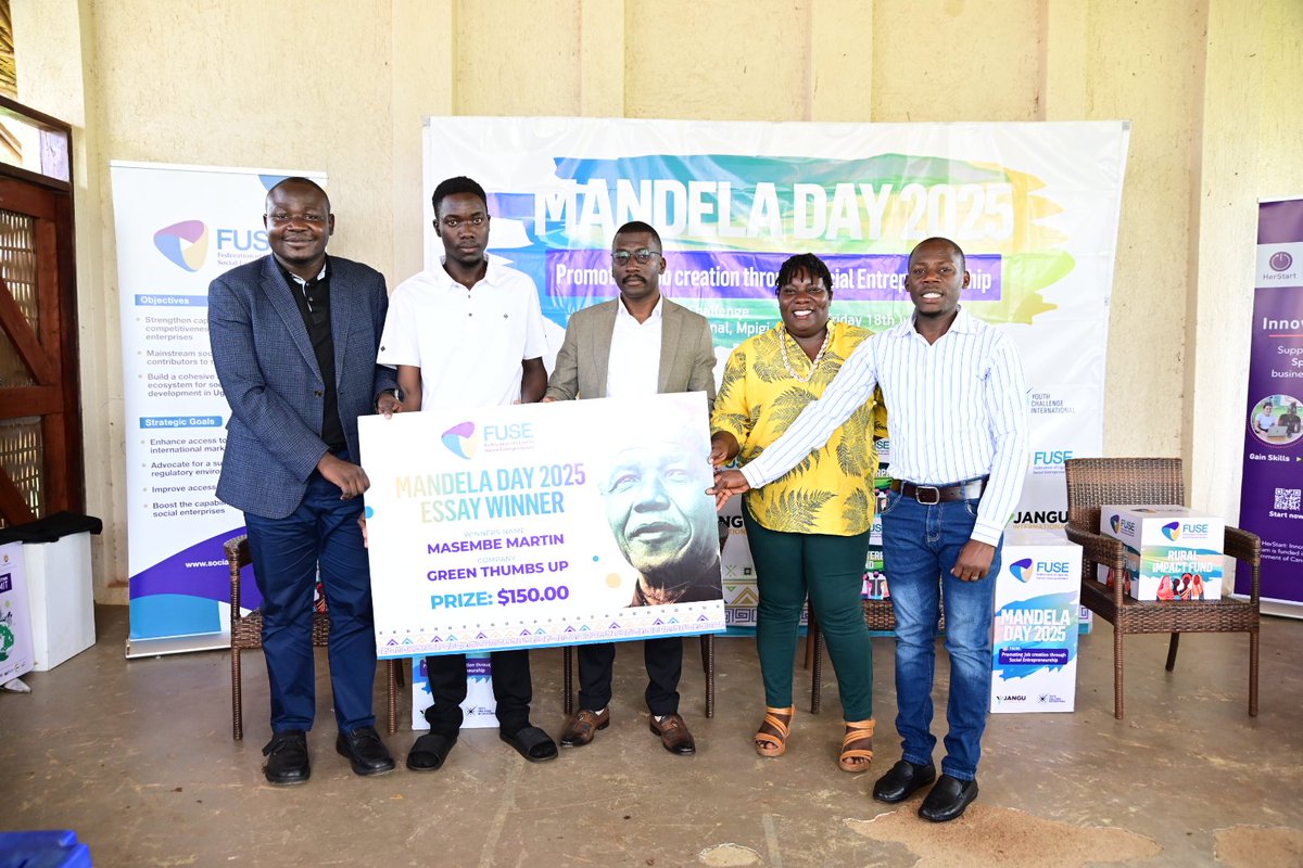 SocialEnterp_Ug's tweet image. ▪︎Masembe Martin Dan, 22 years, winner of the Mandela Day Essay writing competition received his award of $150 today, during the Mandela Day Celebrations👏🎉

#MandelaDay2025 #FUSE  #socialenterpriseuganda