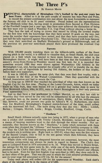 bcfcarchive's tweet image. Article on Blues from the 1956 FA Cup final programme. #BCFC