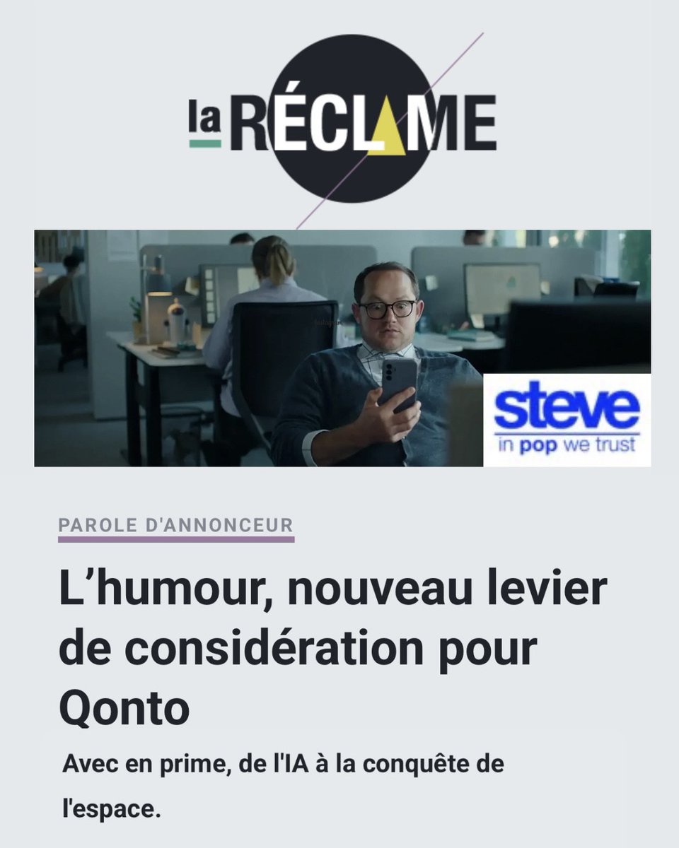 Probablement le meilleur article du monde. MERCI 🫶 Marion de Robillard, Global Marketing &amp; Communication Director chez <a href="/getqonto/">Qonto</a> 
Son interview dans <a href="/laReclame/">la Réclame</a> 👉 lareclame.fr/steve-parole-a…