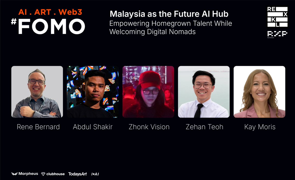 rene05x's tweet image. FOMO - AI. Art. Web3 | 22/JULY evening in #kualalumpur #malaysia
You can still register: lu.ma/aapg8uhf @morpheusasia @MorpheusAIs