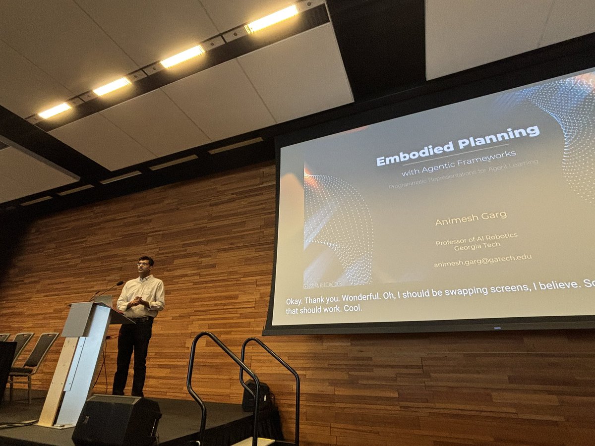 Shao-Hua Sun (@shaohua0116) on Twitter photo Kicking off the Programmatic Representations for Agent Learning workshop at #ICML2025 with an invited talk by <a href="/animesh_garg/">Animesh Garg</a>! Kicking off the Programmatic Representations for Agent Learning workshop at #ICML2025 with an invited talk by <a href="/animesh_garg/">Animesh Garg</a>!