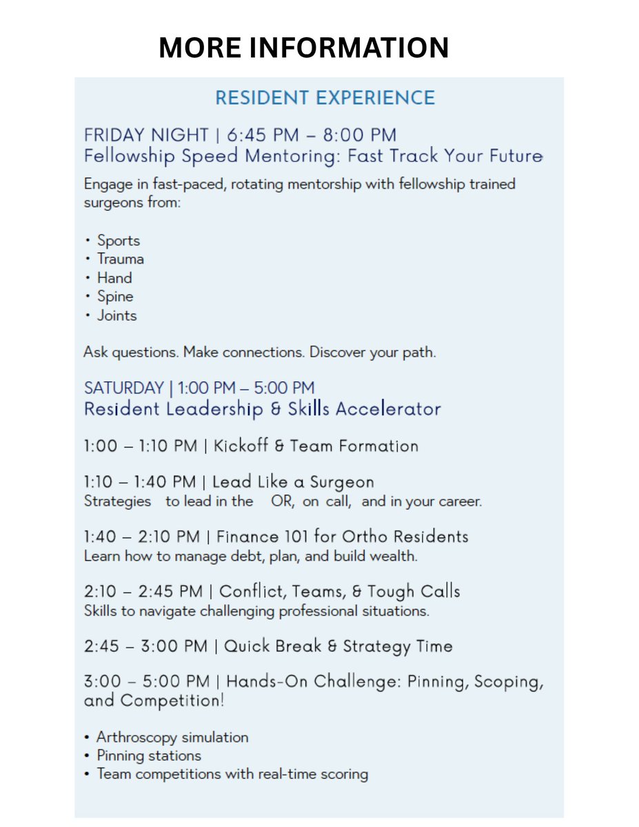 ClinicalOrtho1's tweet image. The 113th Annual COS Meeting runs now through Saturday, packed with exclusive programming just for ortho residents.
From fast-track mentorship to leadership workshops and hands-on challenges, this is your chance to connect, learn, and grow.
Scan the QR code to register today!