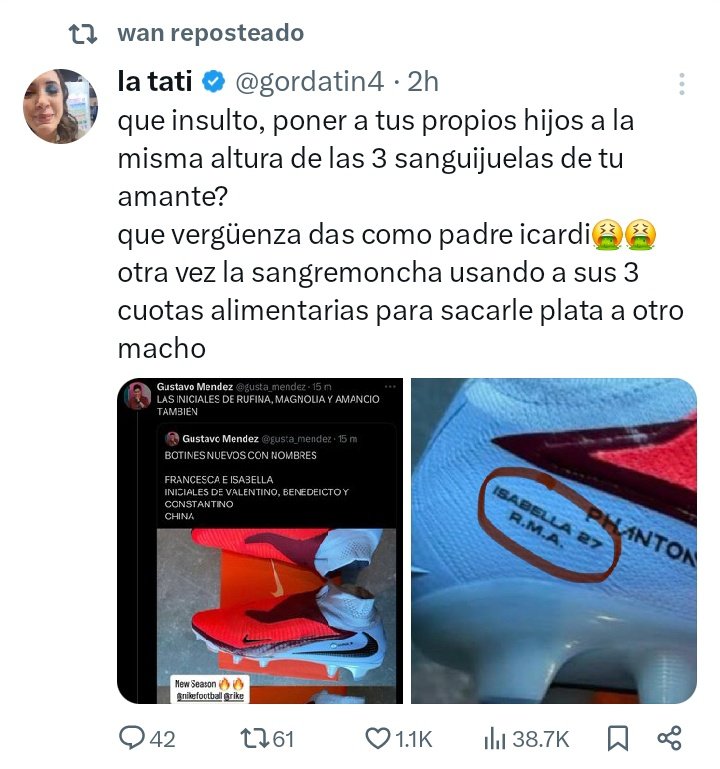<a href="/wanditanara/">wan</a> Como le podes dar RT a insultos contra niños inocentes? tantos celos y odio te pueden causar? casi 40 años tenes desubicada! sos una asquerosa y resentida del 0rto. Metete con los adultos pero con los niños NO.