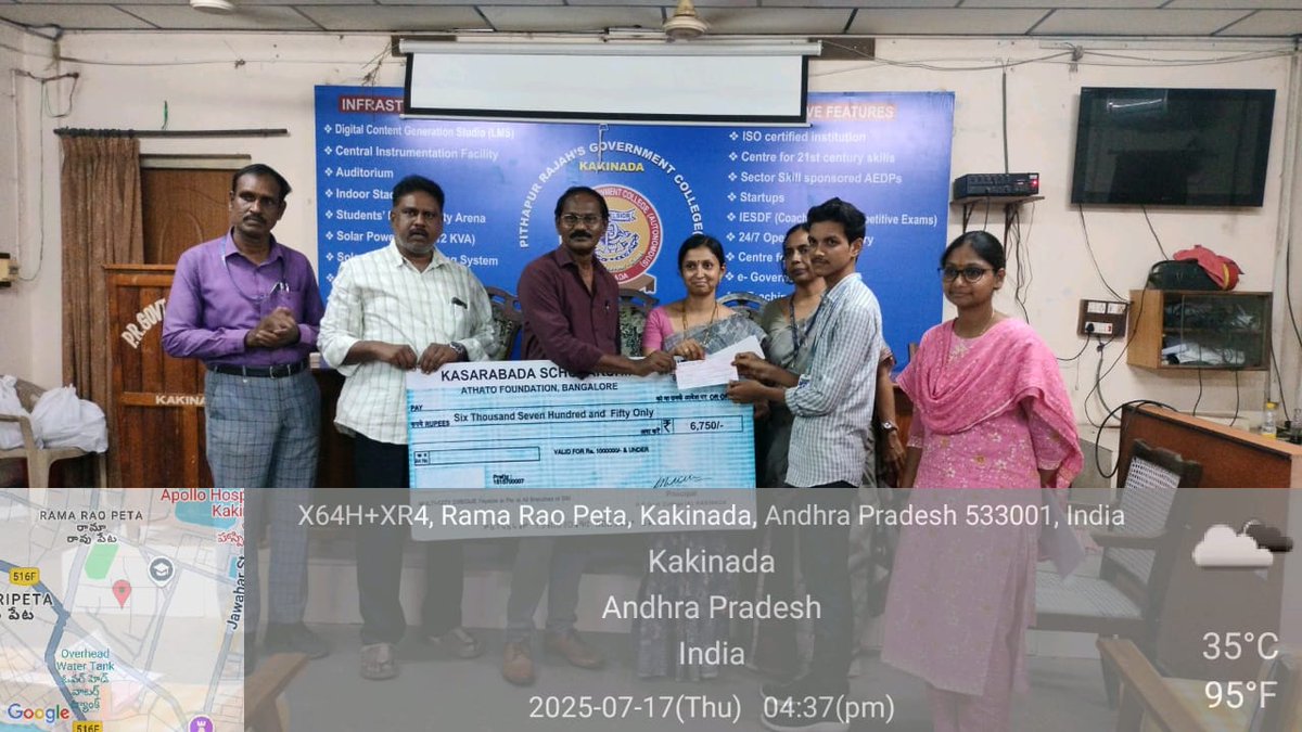 prgcofficial's tweet photo. Kasarabada Scholarships 2024-25 Awarded!

Deserving students from the Dept. of Physics &amp; Electronics were honored by our beloved Principal, Dr. K. Anjaneyulu Garu.

 #Scholarship #AcademicSuccess #PRGC #APCCE https://t.co/999Yy3bPkx