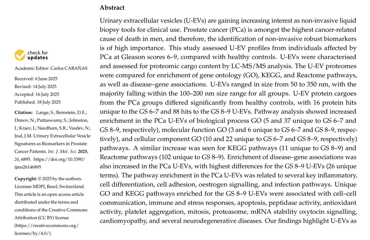 nikhilvasdevuro's tweet image. Can we avoid prostate biopsies ? And consider using Urinary Extravesicle Signatures in patients with suspected prostate cancer.
Breakthrough data published today from our lab @UniofHerts @enherts in collaboration with @LondonMetUni @UniWestminster @OpenUniversity @HarwellCampus…