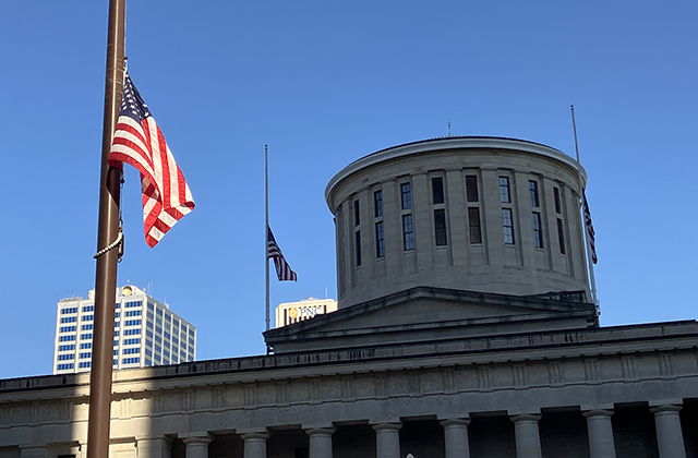 In honor of state Rep. Jack Cera, the flags will be lowered from sunrise to sunset on the day of his funeral, July 19. The Governor ordered the flags at half-staff in Belmont, Jefferson, Monroe, Noble, &amp; Washington counties and Ohio Statehouse, Riffe Center, and Rhodes Tower.