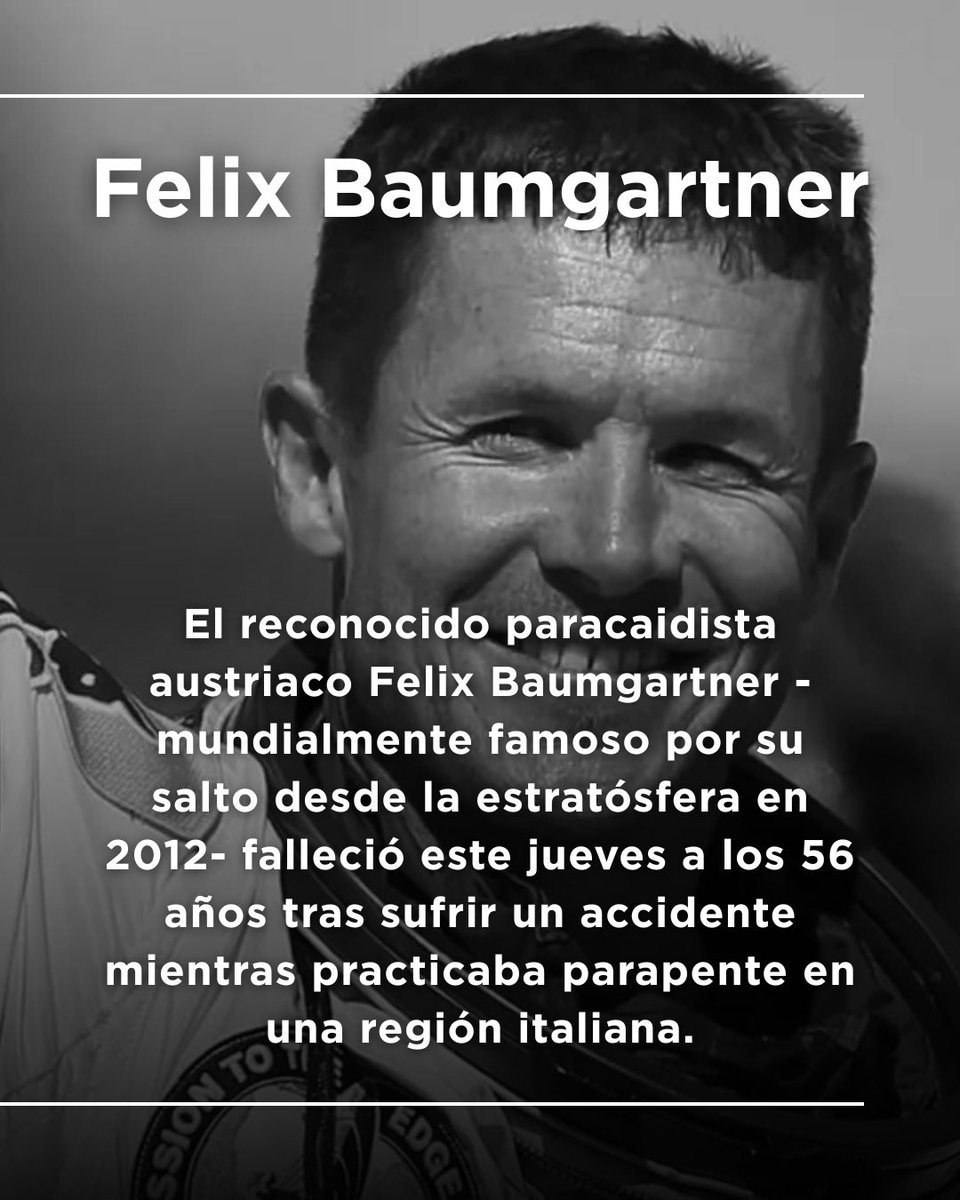 MetaSportsM's tweet image. 🕊️ Adiós a una leyenda del cielo: Felix Baumgartner 🌌. 🪂
#FelixBaumgartner #DEP #Paracaidismo #LeyendaDelAire #HéroesDelDeporte