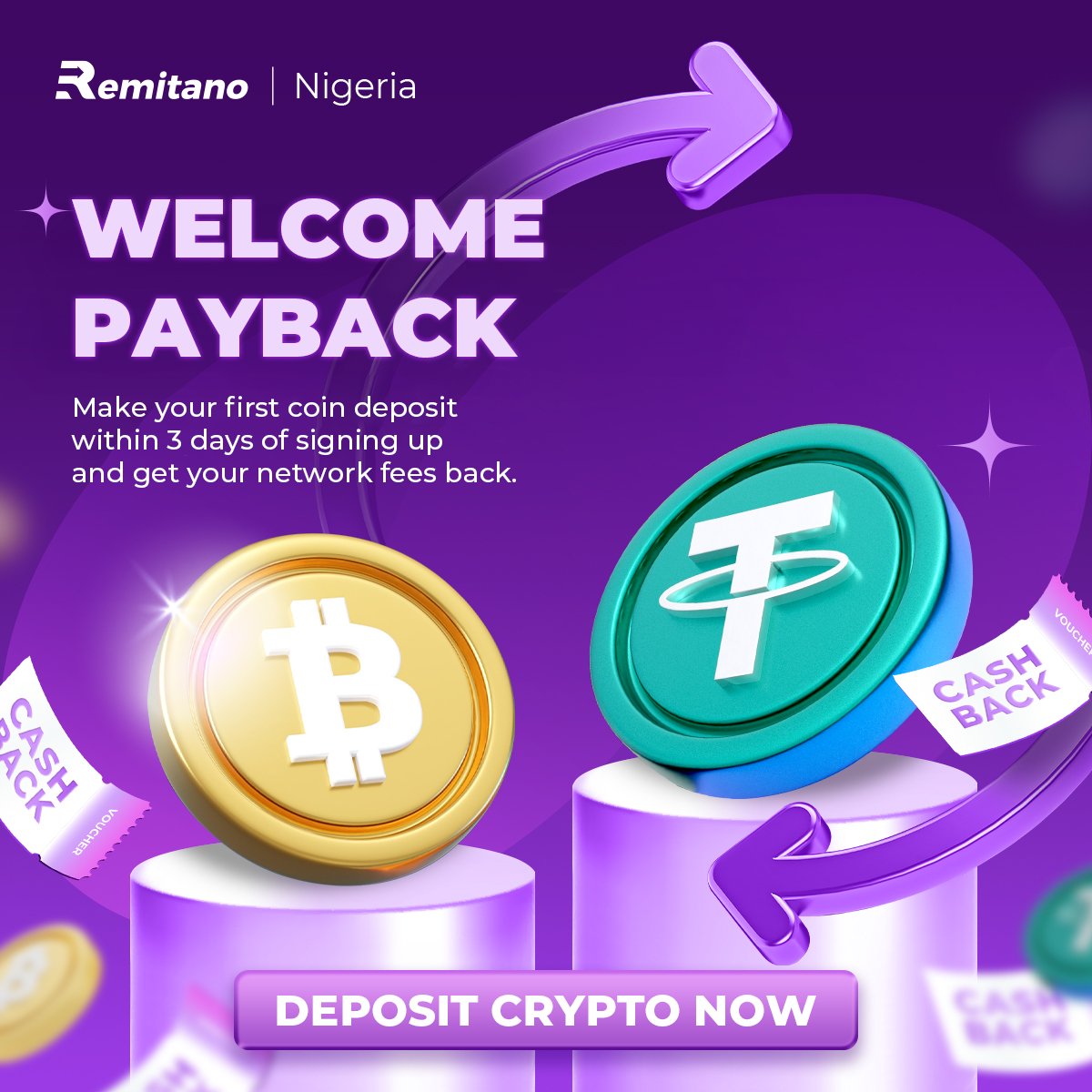 remitano's tweet image. π New to #Remitano? Weβll Cover Your First Deposit Fee!
Deposit any coin within 3 days of signing up and get up to $5 network fee refunded.
β
Sign up
β
Deposit any amount
β
Claim here πremitano.typeform.com/to/SeMHSq5x
π° No cap β all eligible Nigerian users receive a refund.β¦