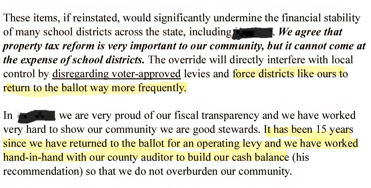 DavidThomasOH's tweet image. Why are Property Taxpayers losing trust in the system? Letters and policies like this below from schools. Property owners aren't asked for tax spikes, but they're forced to pay huge unvoted windfalls. We're trying to fix that and give property owners more control. When they do…