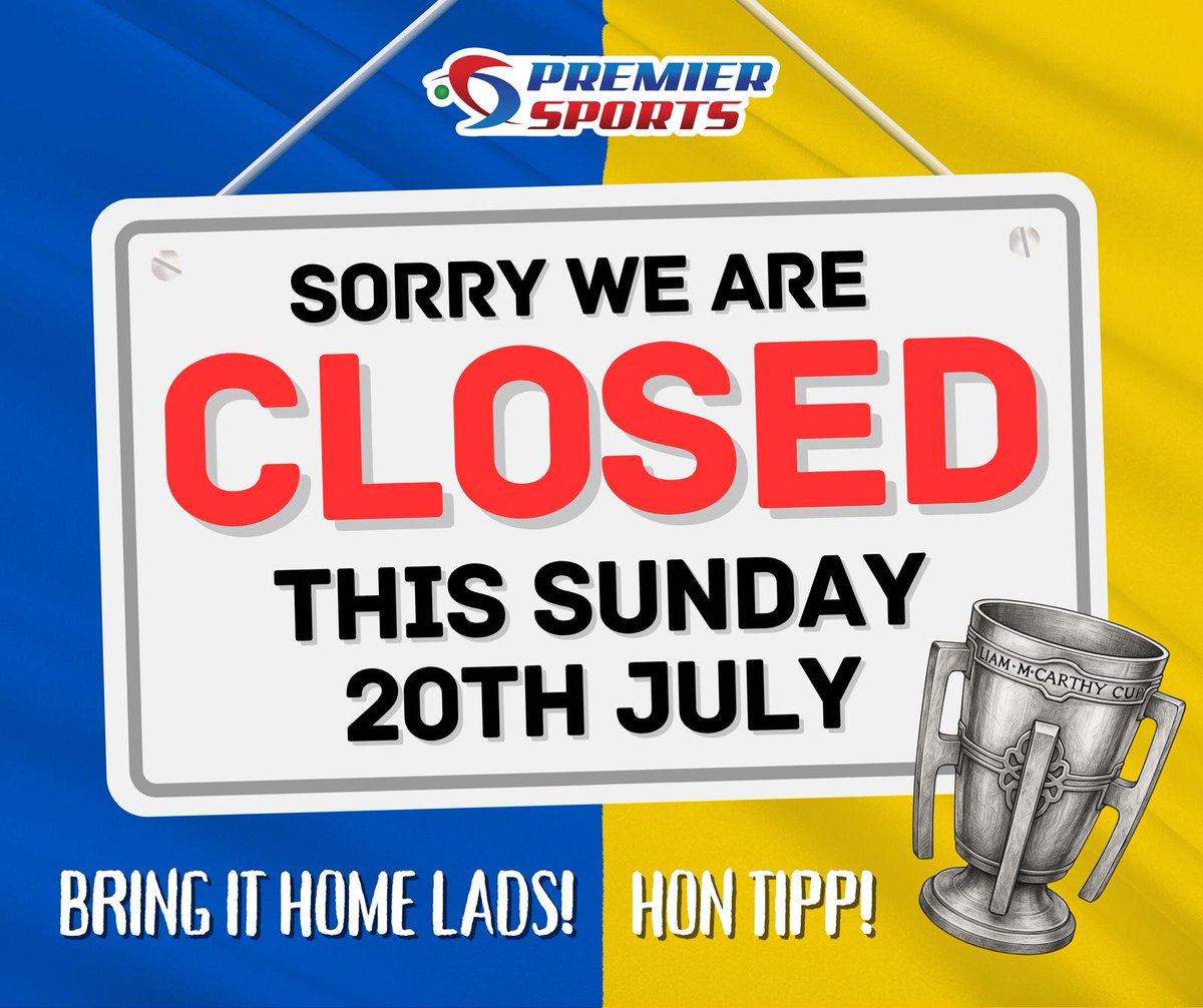 We are open till 6pm today and 9am-6pm Saturday, day off Sunday, heard there is a match or something going on, might watch that 🤪

#Tipperary #Tipp #hontipp #upTipp #allirelandfinal #Cashel