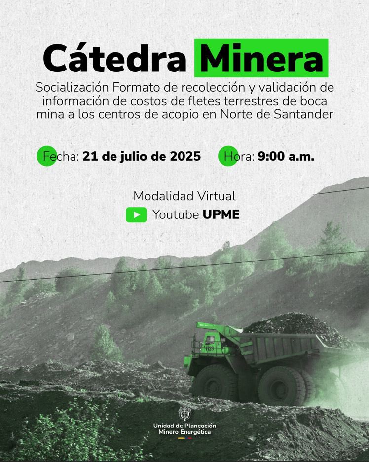 Participa en la Socialización del Formato de recolección y validación de información de costos de fletes terrestres de boca mina a los centros de acopio en #NorteDeSantander. 

🗓️ Lunes 21 de julio de 2025
🕘 9:00 a.m. 
Inscríbete 👉 docs.google.com/forms/d/e/1FAI…