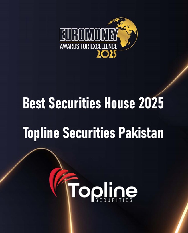 Topline Securities has been awarded Best Securities House in Pakistan by Euromoney in its 2025 Awards for Excellence.

Grateful to our clients, partners, and team whose trust and commitment made this recognition possible.

We remain dedicated to delivering research-driven,