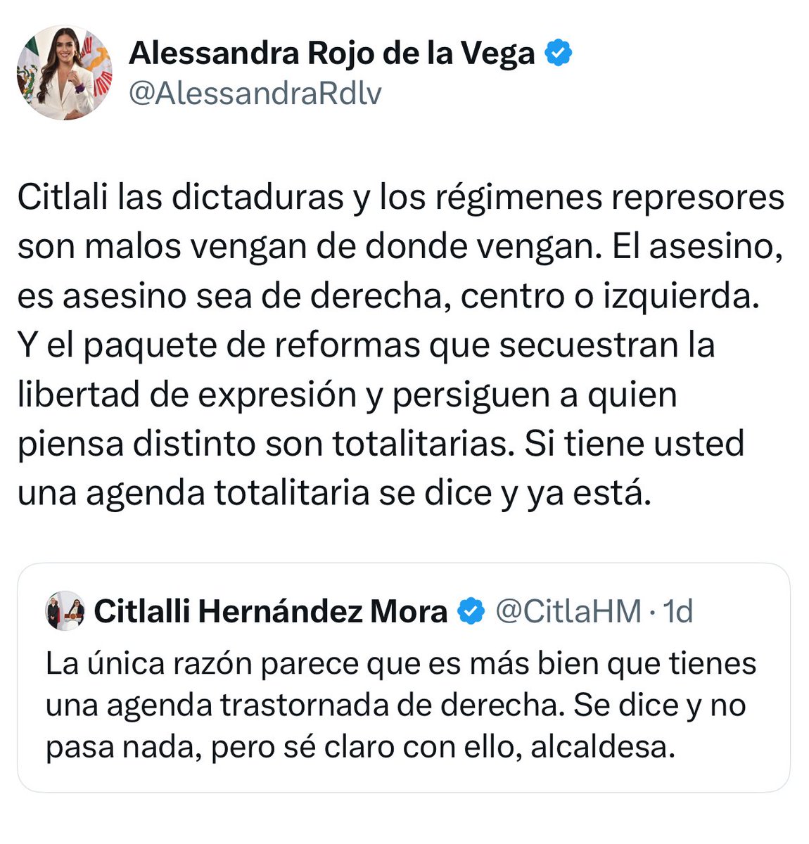 Citlalli Hernández Mora (@citlahm) on Twitter photo ¡Miren! <a href="/AlessandraRdlv/">Alessandra Rojo de la Vega</a> reconoce que su decisión de quitar la estatua del Che Guevara y de Fidel Castro es ideológica, no administrativa👇🏽
Insisto: se dice y no pasa nada. ¡Miren! <a href="/AlessandraRdlv/">Alessandra Rojo de la Vega</a> reconoce que su decisión de quitar la estatua del Che Guevara y de Fidel Castro es ideológica, no administrativa👇🏽
Insisto: se dice y no pasa nada.