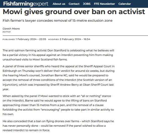 TheGAAIA's tweet image. Legal Clarification: I am now banned from filming inside @MowiScotlandLtd and @scotseafarms salmon farms. However I can still encourage others to do so - unless you consider yourself my 'servant', 'employee' or 'agent'.