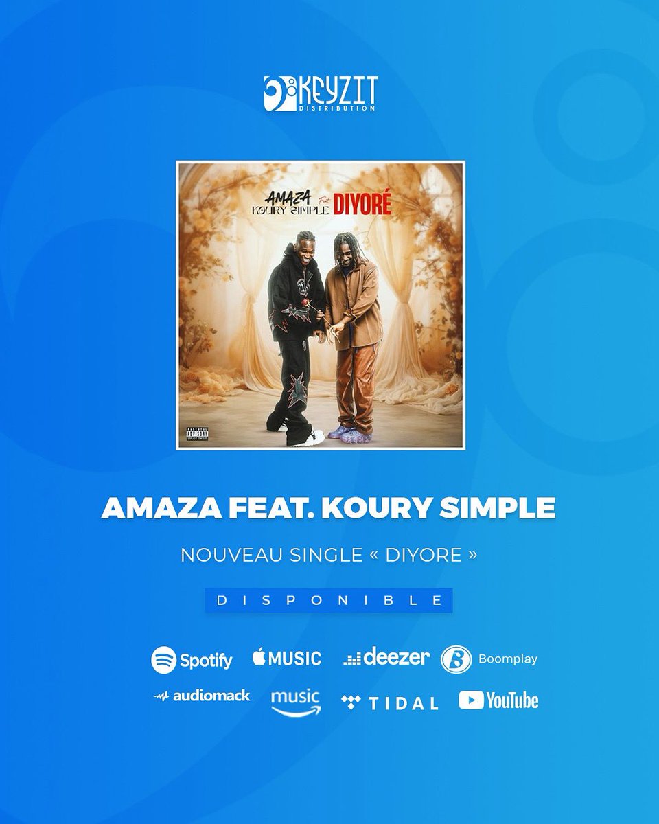 keyzitGuinee's tweet image. 📀 NOUVEAUTÉ À ÉCOUTER EN BOUCLE ! 🎶
Le tout nouveau titre « 𝐃𝐈𝐘𝐎𝐑𝐄́ » d’Amaza ft. Koury simple est enfin dispo sur toutes les plateformes ! 🌍🔥

💥 Une vibe unique, un son qui marque 🎤
👉 Écoute maintenant : fanlink.tv/AmazaKourySimp…

#Amaza #KeyzitPublishing