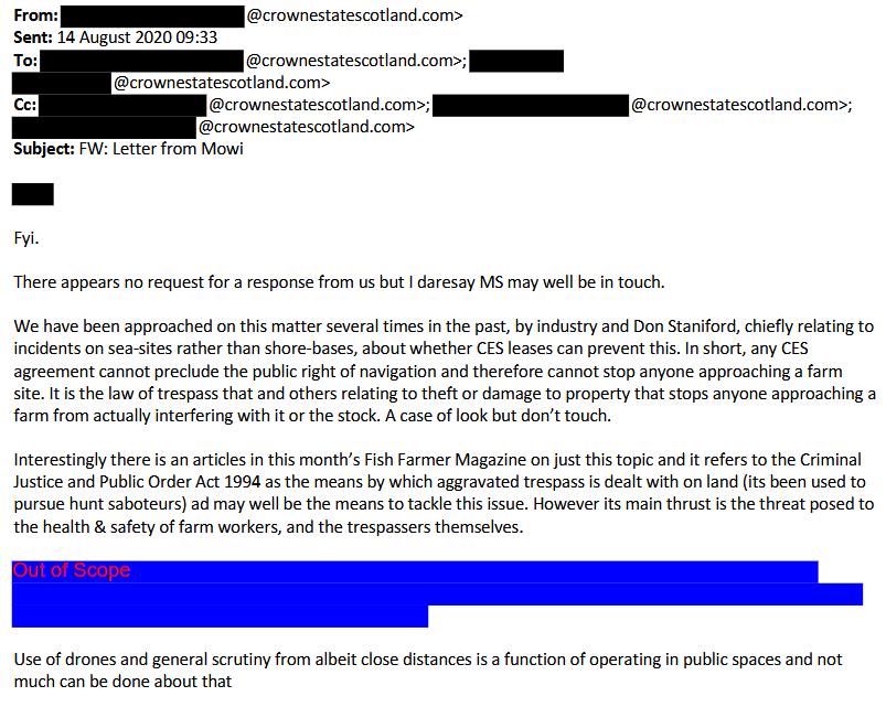 TheGAAIA's tweet image. Legal Clarification: I am now banned from filming inside @MowiScotlandLtd and @scotseafarms salmon farms. However I can still encourage others to do so - unless you consider yourself my 'servant', 'employee' or 'agent'.