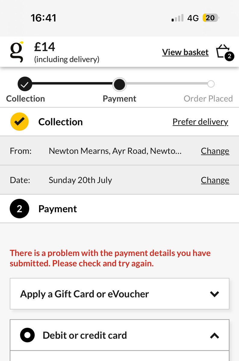 laura_clark84's tweet photo. @Georgeatasda are you having issues with online payments? Trying to place an order but it’s saying an issue with my payment details. These are always used on your website, there’s no issues money or bank wise. I’ve tried other cards and the same message keeps appearing. https://t.co/mxWheqE9VC