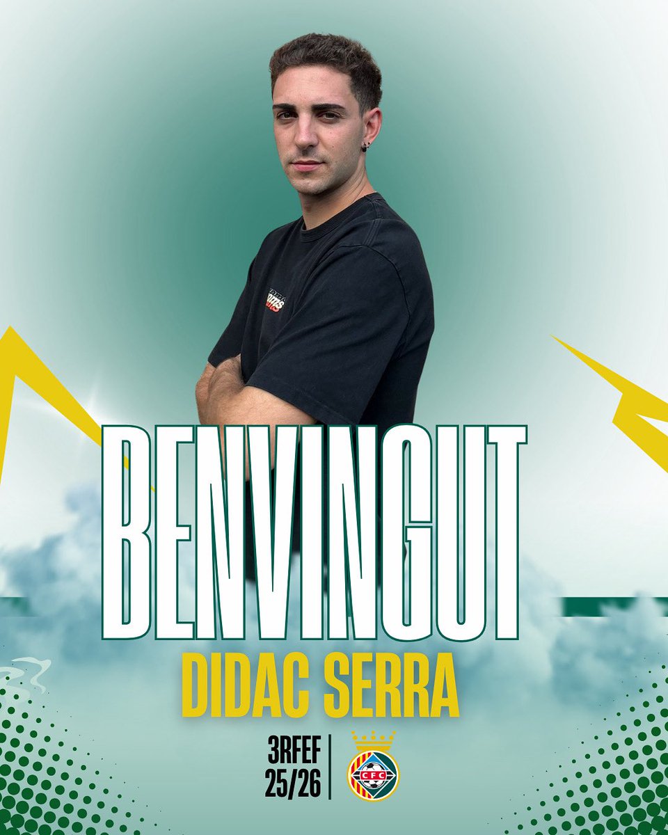 #3rfef5

🧩Ja queden pocs dies per arrencar de nou i poques peces del puzle!

💪🏻Us presentem en Didac Serra, extrem dret provinent del <a href="/UEVic_/">Unió Esportiva Vic</a> i <a href="/FundacioUETona/">UE Tona</a> 

⚽️Vestirà la samarreta verda per sumar amb la seva experiència al futcat!

💚Benvingut Didac!