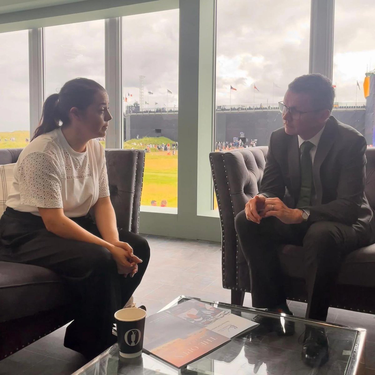 DCMS's tweet image. Minister @Steph_Peacock visited @TheOpen today in Portrush engaging with counterparts from Ireland and Northern Ireland, against the backdrop of championships expected to deliver £200m in benefits for the Northern Irish economy
