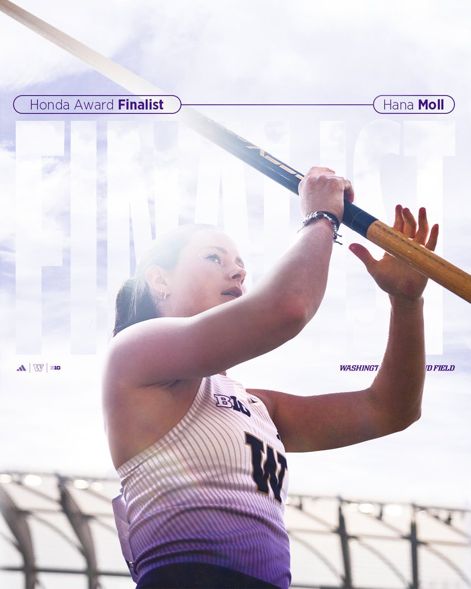 UWTrack's tweet image. Added to the accolades ➕1⃣
Hana Moll was UW's first Track & Field finalist for the Honda Award this season.
#GoHuskies