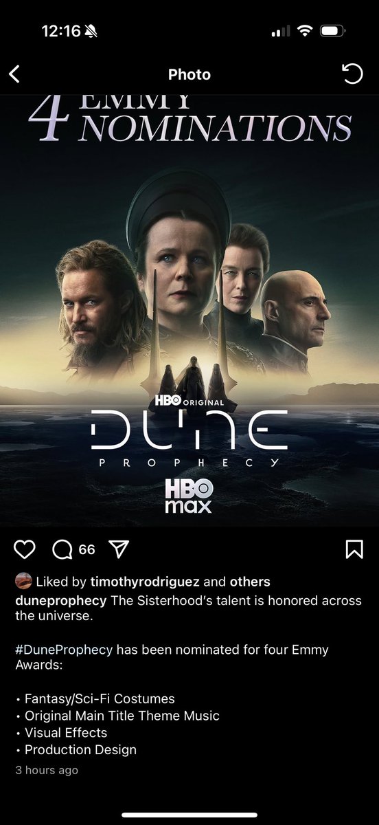 alexmccarroll's tweet image. Dune: Prophecy was just nominated for a design Emmy.
I was a senior art director on Dune, it was truly one of the more challenging things I’ve ever done. I became incredibly sick in Budapest ( had dreams and visions of death ) and I just kept going because Dune is Dune.