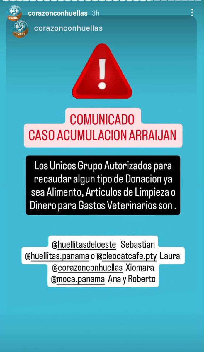 Buen día gente bonita!

Como siempre he escrito: investiguen bien antes de dar donaciones. 

Acá las cuentas reales que van a tratar con el caso horrible de hacinamiento encontrado en Cáceres Arraiján.