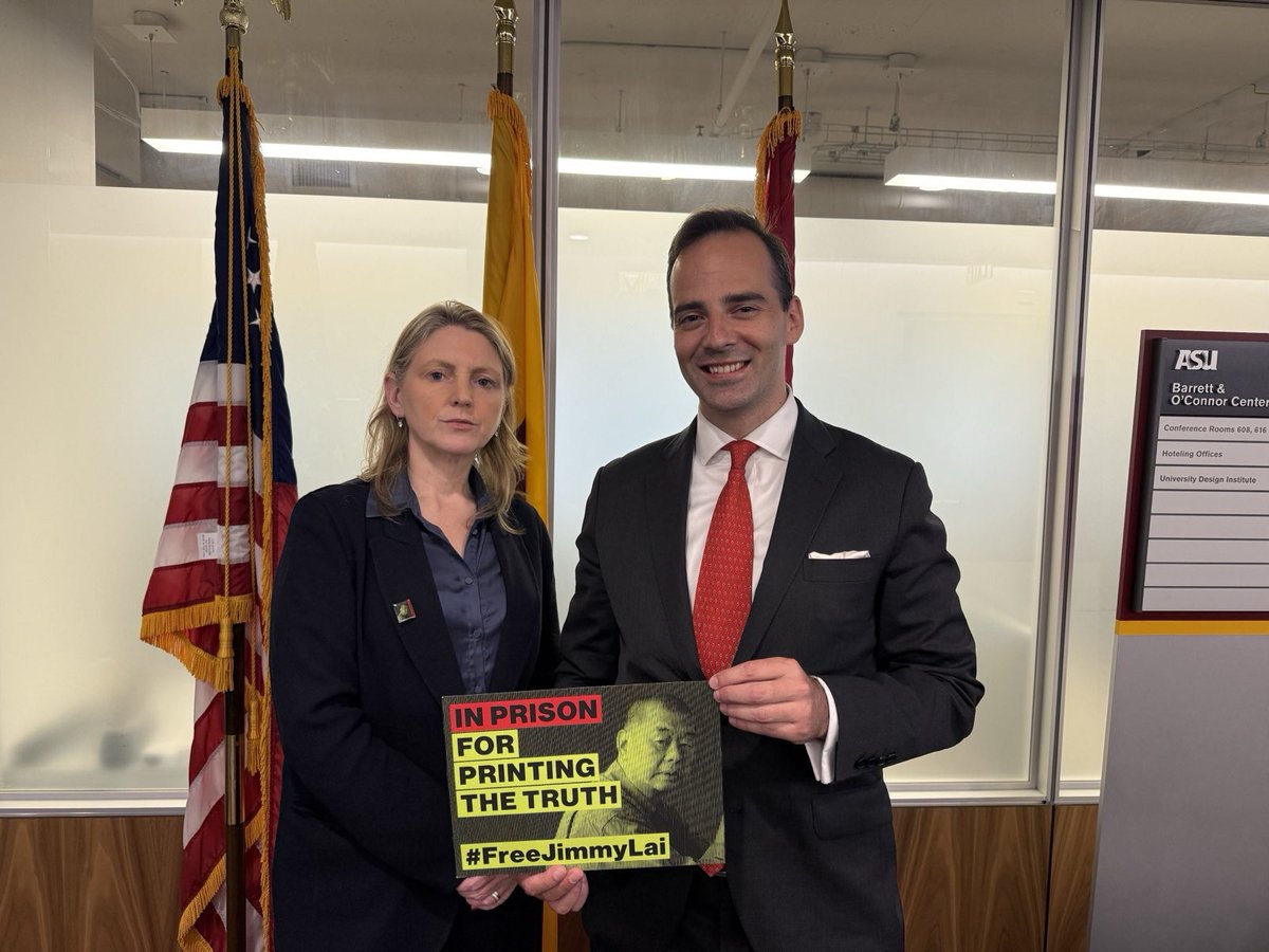 SupportJimmyLai's tweet image. Our deepest thanks to @PedroPizano and the @McCainInstitute’s Freedom for Political Prisoners Initiative for their steadfast support of the global campaign to #FreeJimmyLai.
We're honored to stand together in defense of press freedom and human rights. @caoilfhionnanna