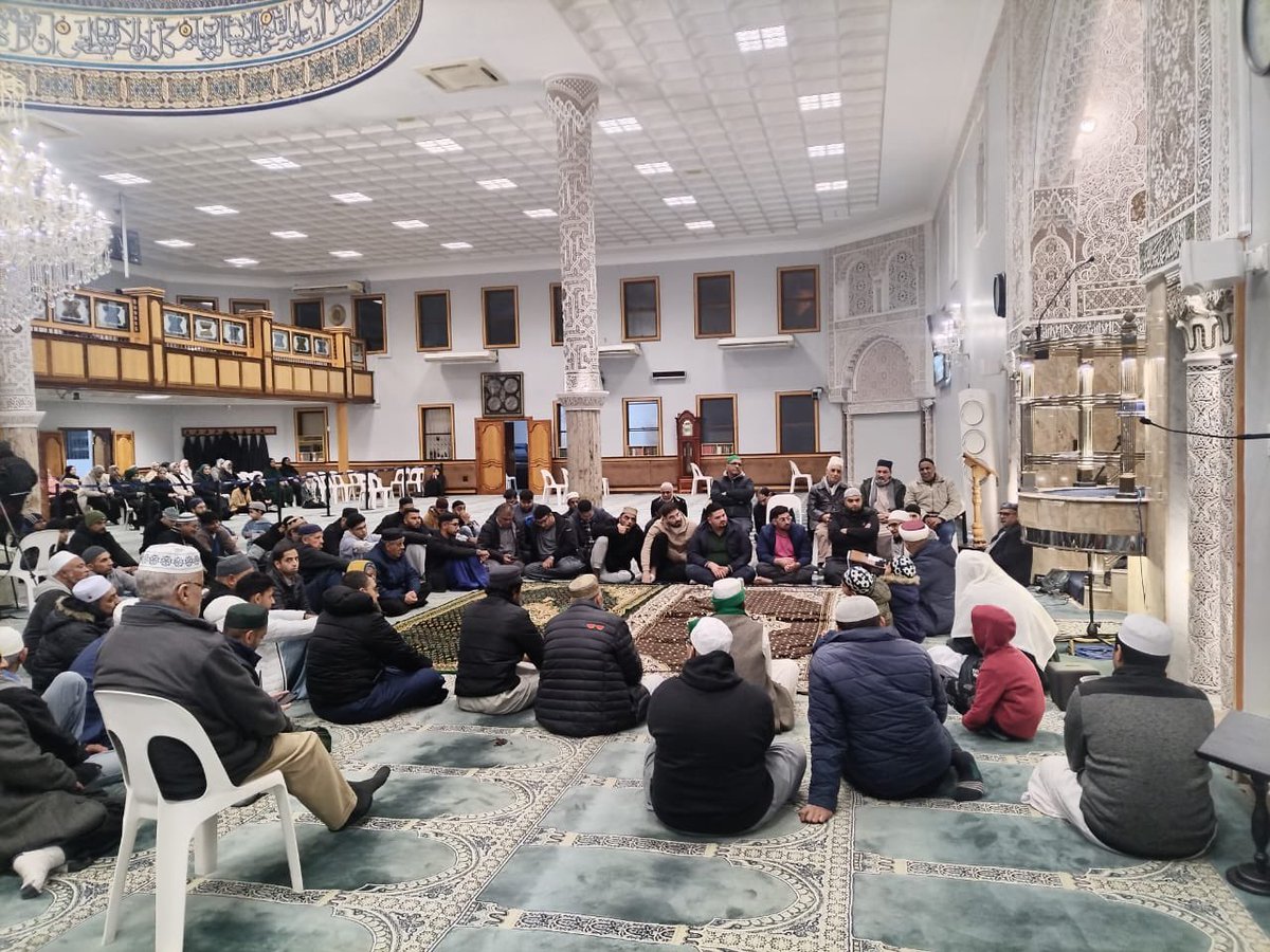Worshippers gathered for a lecture inside Masjidul Quds