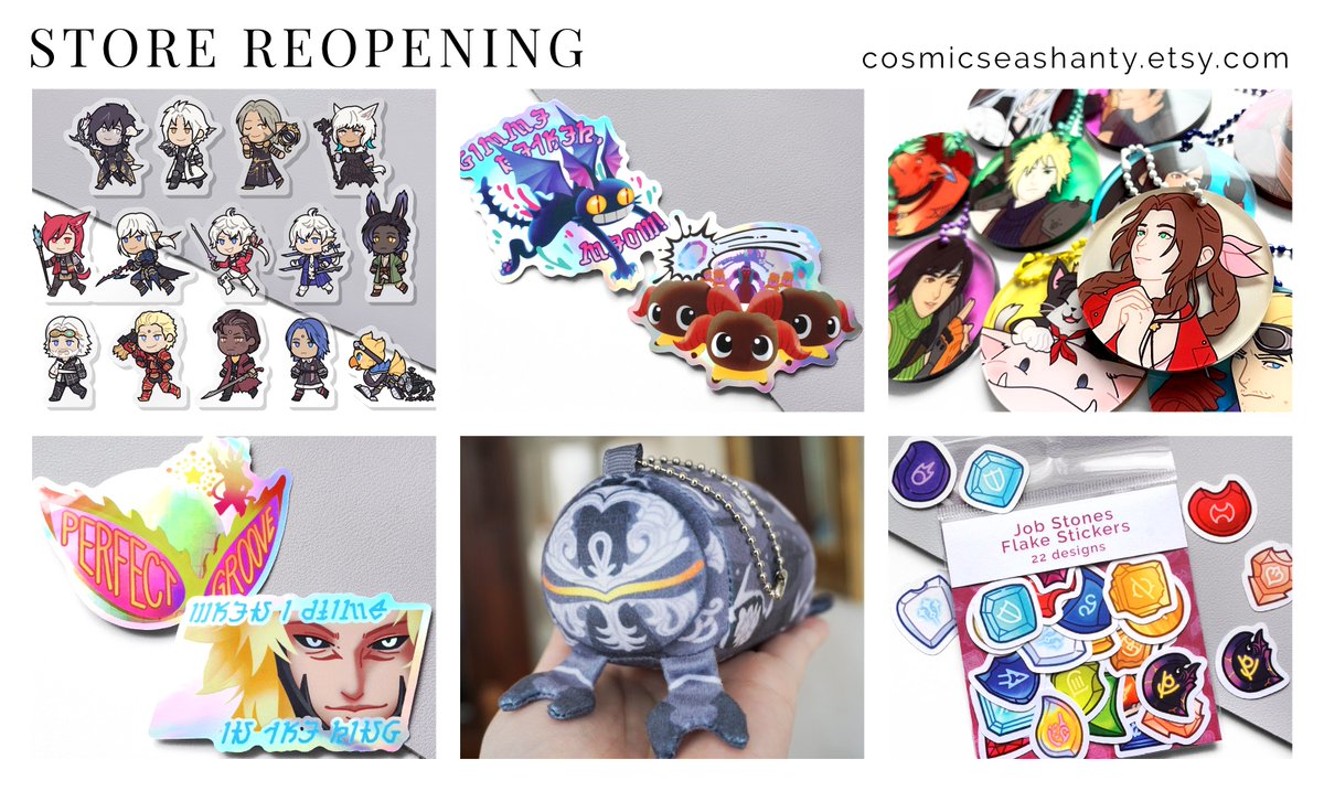 My shop is finally open again! Omega plush, new standees, everything I debuted at conventions this year, lots of new stickers, and a ton of sales &amp; discounts.

Thank you for your patience, and support! 🙇

🛍️ cosmicseashanty.etsy.com