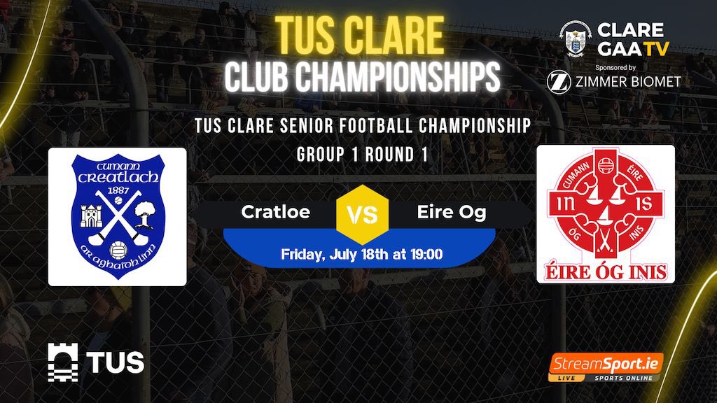 StreamSport.ie (@streamsporti) on Twitter photo 🚨<a href="/GaaClare/">Clare Gaa</a> Senior Club Championship football returns this evening on Clare GAA TV!
<a href="/cratloegaa/">Cratloe GAA Club</a> v <a href="/CLGEireOgInis/">CLG Éire Óg Inis</a>
📅 Friday, July 18th ⏰7pm
📺 Stream 👉 page.inplayer.com/claregaa/curre… 🚨<a href="/GaaClare/">Clare Gaa</a> Senior Club Championship football returns this evening on Clare GAA TV!
<a href="/cratloegaa/">Cratloe GAA Club</a> v <a href="/CLGEireOgInis/">CLG Éire Óg Inis</a>
📅 Friday, July 18th ⏰7pm
📺 Stream 👉 page.inplayer.com/claregaa/curre…