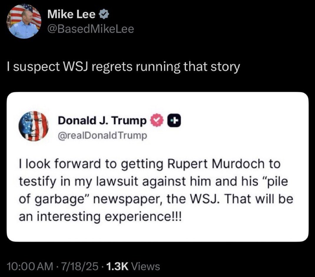 karlykingsley's tweet image. Here’s hoping Trump really files a lawsuit. I’m sure we’d all love to see him deposed. It’d be epic.
