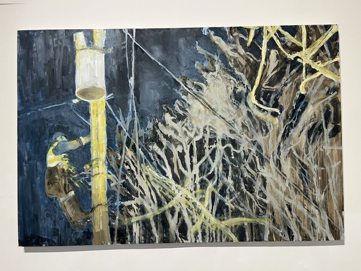 DunleavyBernard's tweet image. Fantastic show at the Taylor Galleries - A Glimmering Arc - curated by Eamonn Maxwell. I thought Bernadette Kiely’s two paintings - particularly ‘The Linesman’ - were the standout works. Last day tomorrow! @TaylorGalleries @Berkiel @Bernadette55753