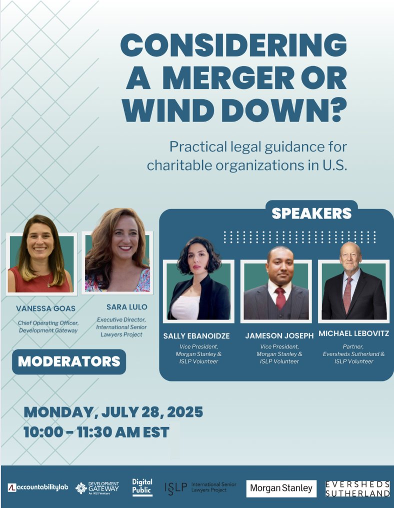 📢 We’re excited to announce the third episode in our series of webinars aimed at assisting development organizations considering transitions, including mergers, partnerships, legacy plans, and wind-downs. This time, we’re looking at the legal ramifications for U.S.-based social… 