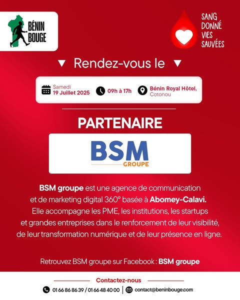 critikmag's tweet image. 🚨 | SOLIDARITÉ
Grande opération de don de sang ce samedi 19 juillet à Cotonou 🩸🇧🇯
Rendez-vous au Bénin Royal Hôtel de 09h à 17h pour sauver des vies ❤️
#DonDeSang #BeninBouge #BSMGroupe #CritikMag #Solidarité #Health