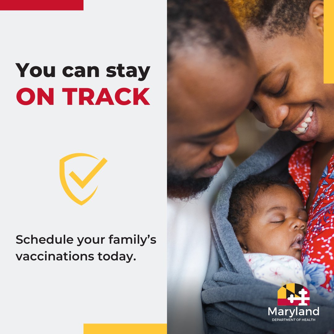 MDHealthDept's tweet image. Ensure your child is protected from preventable illnesses by following the recommended vaccination schedule from infancy. Give them the healthiest start in life. Talk to your family health care provider about childhood vaccines. Learn more: bit.ly/4eCd35S