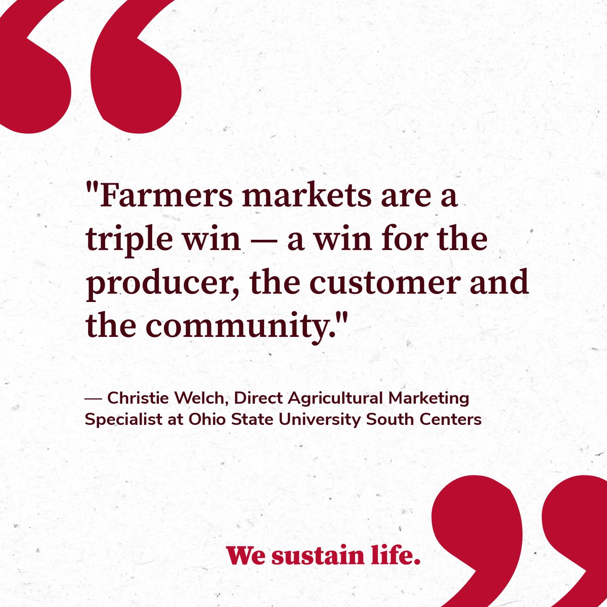 CFAES_OSU's tweet image. National Farmers Market Week is coming up on August 3-9, and CFAES is kicking things off with an event at Pearl Market in downtown Columbus on July 31!
Learn more about the event and why farmers markets are so vital to Ohio communities in this article: bit.ly/4m2taMr