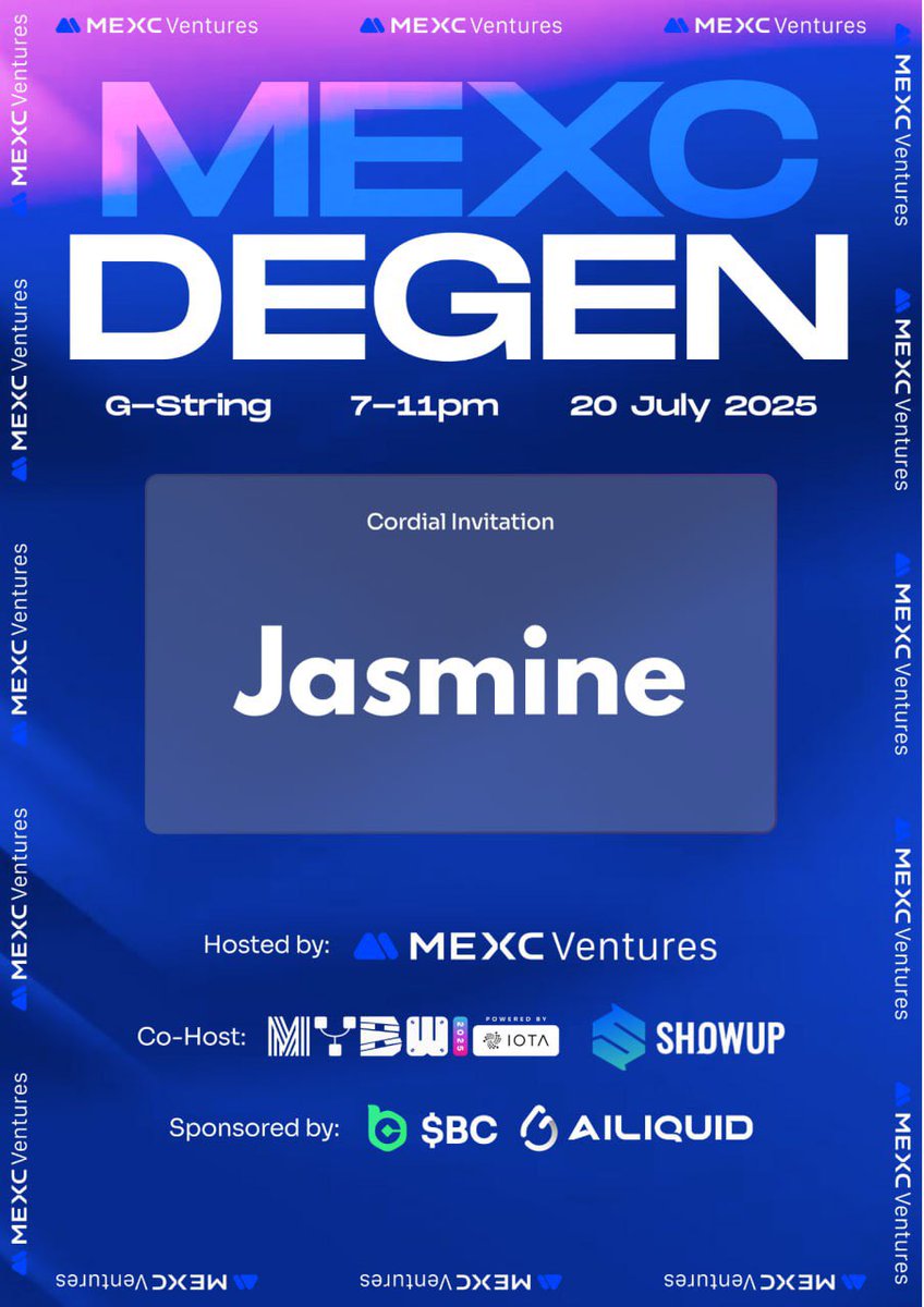 0x0xjasmine's tweet image. Thanks to @zxcasd12451 for the kind invitation.🚀
Excited to be part of the event — see you there! 🔥🎉
@MalaysiaBCW @ShowUpmini @MEXC_Mal