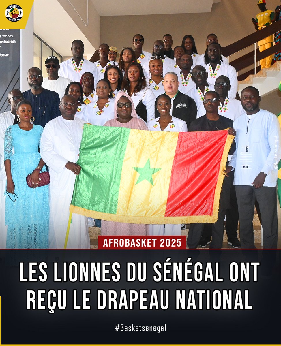 Basket_Senegal's tweet image. Road to #Afrobasket 🏆
En partance pour Abidjan pour participer à l'Afrobasket Féminin 2025, les lionnes🇸🇳 ont reçu le drapeau national ce vendredi, lors d'une cérémonie présidée par Mme Khady Diene Gaye, ministre de la Jeunesse, des Sports et de la Culture.
#basketsenegal