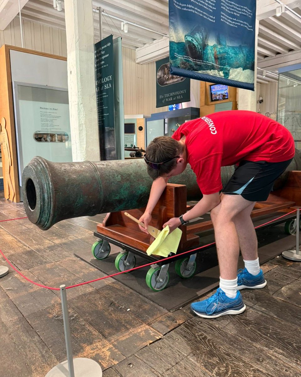 NatMuseumRN's tweet image. During June, we were joined by Thomas Fletcher for a work experience placement
Tom got stuck into gallery housekeeping, uniform rehousing, HMS Warrior ship-keeping & salvage kit inventories
Tom shared: “It was a privilege to learn from such a welcoming and knowledgeable team.”