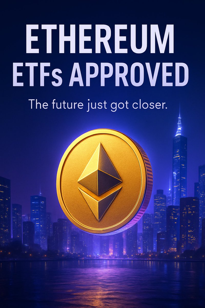 BfwCoin's tweet photo. 🔥 Ethereum ETFs Approved! The SEC has given the green light for Ethereum-based ETFs, signaling a massive win for crypto adoption. 

📈 This could open doors for billions in institutional investment. 

Are you bullish on $ETH? #Ethereum #CryptoNews #Blockchain #Web3 https://t.co/5rJjsbiqmr