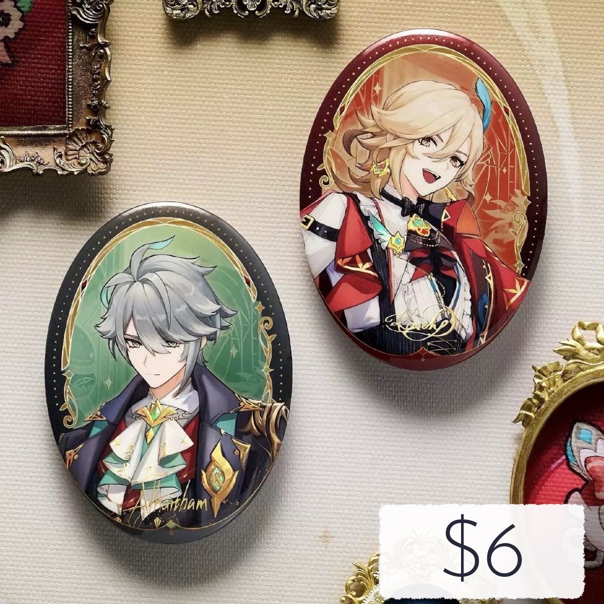 houseofpaimon's tweet image. Genshin Impact X KFC Collab | Kaveh or Alhaitham Badge [preorder]