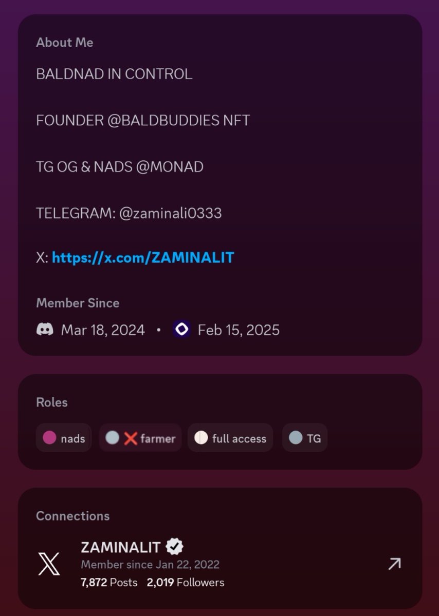 Sameer__7142's tweet photo. Let's play a game, show me your roles on @monad Discord https://t.co/iifa46n6pY