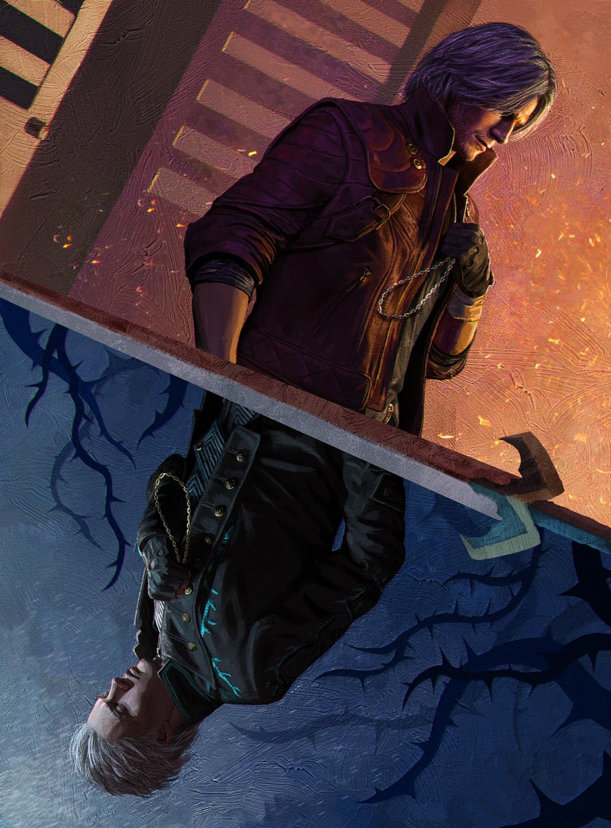 aurulin13's tweet image. "We fight through fire and ice forever
Two souls once lost
And now they remember"🥀
#DevilMayCry #Dante #Vergil